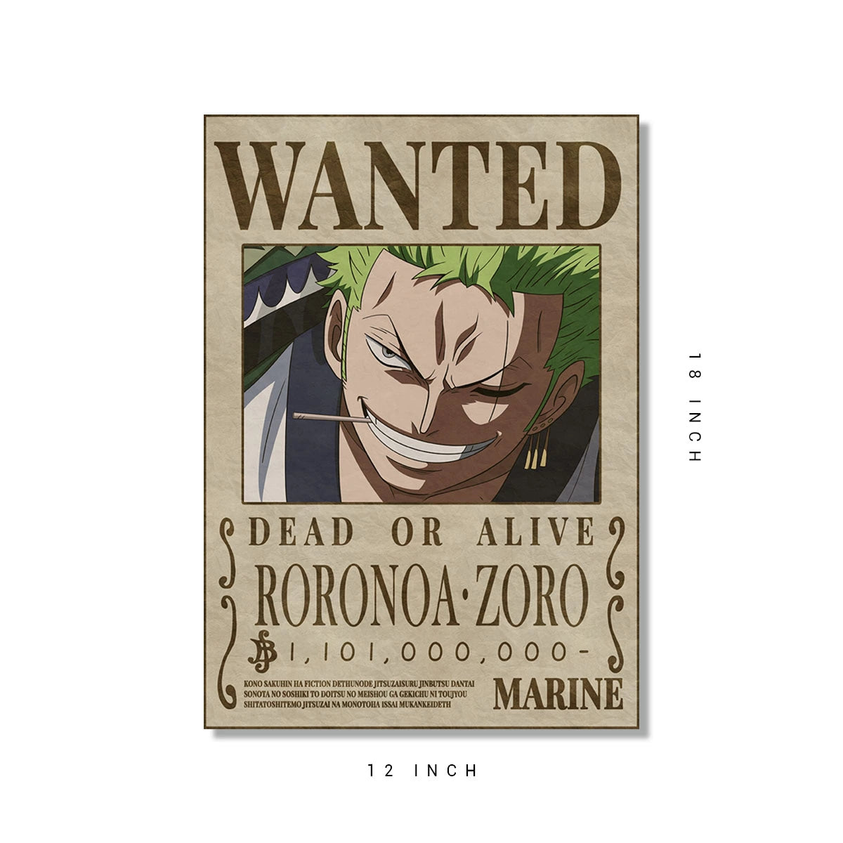 Zoro wanted poster